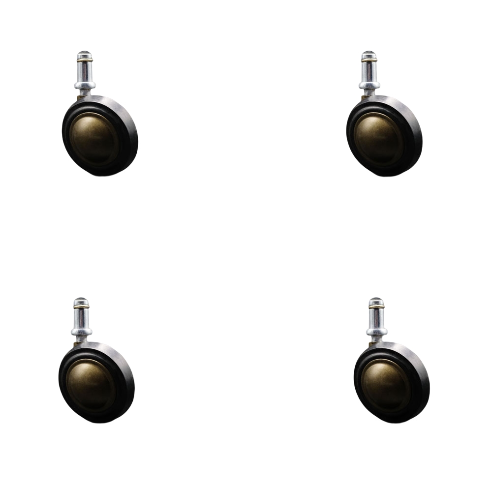 2-1/4 Inch Swivel Metal with Soft Rubber Tread Ball Caster Wheels for Furniture - Windsor Antique Brass Finish Stem Casters with 7/16 Inch by 7/8 Inch Grip Ring Stem - Set of 4 - Service Caster Brand — photo 1