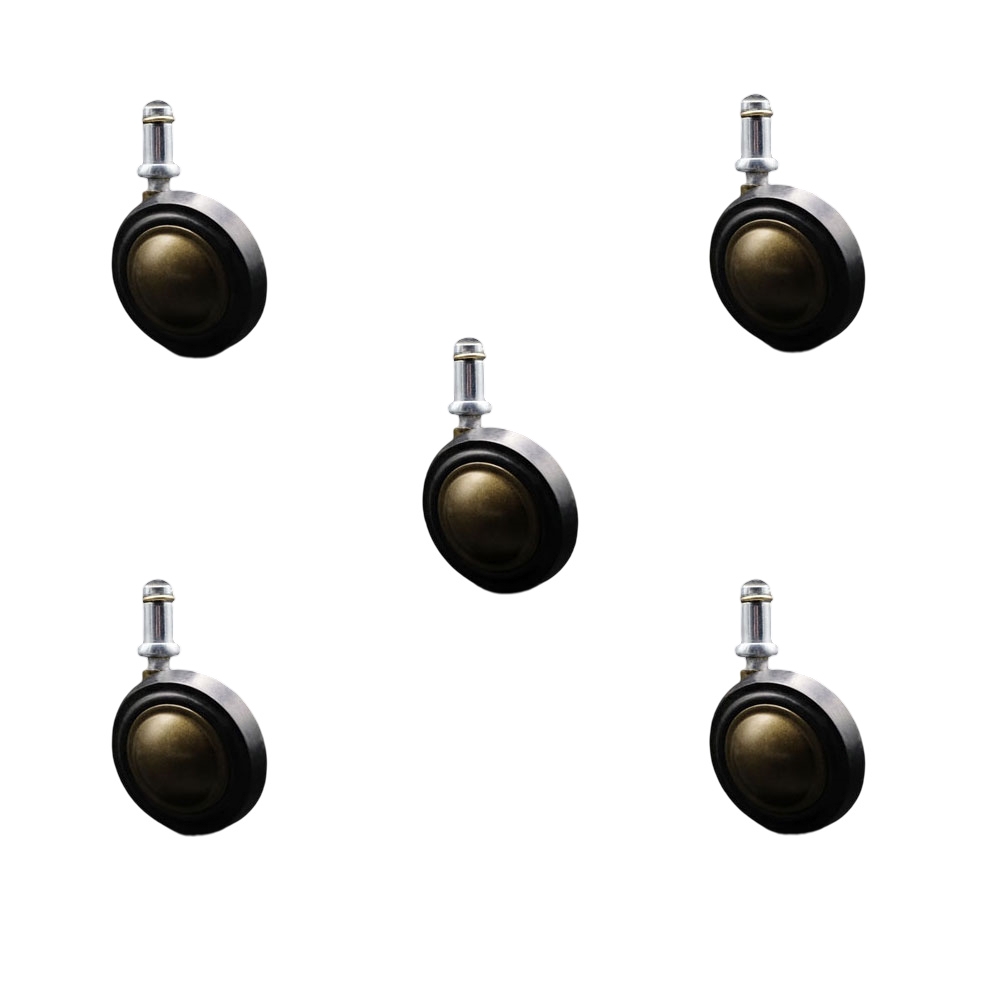2-1/4 Inch Swivel Metal with Soft Rubber Tread Ball Caster Wheels for Furniture - Windsor Antique Brass Finish Stem Casters with 7/16 Inch by 7/8 Inch Grip Ring Stem - Set of 5 - Service Caster Brand — photo 1