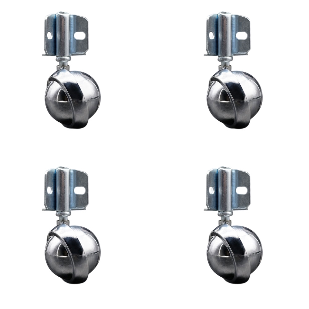 2-1/2 Inch Swivel Metal Ball Caster Wheels for Furniture - Bright Chrome Finish Stem Casters with Corner Mount Bracket - 400lbs. Total Capacity - Set of 4 - Service Caster Brand — photo 1
