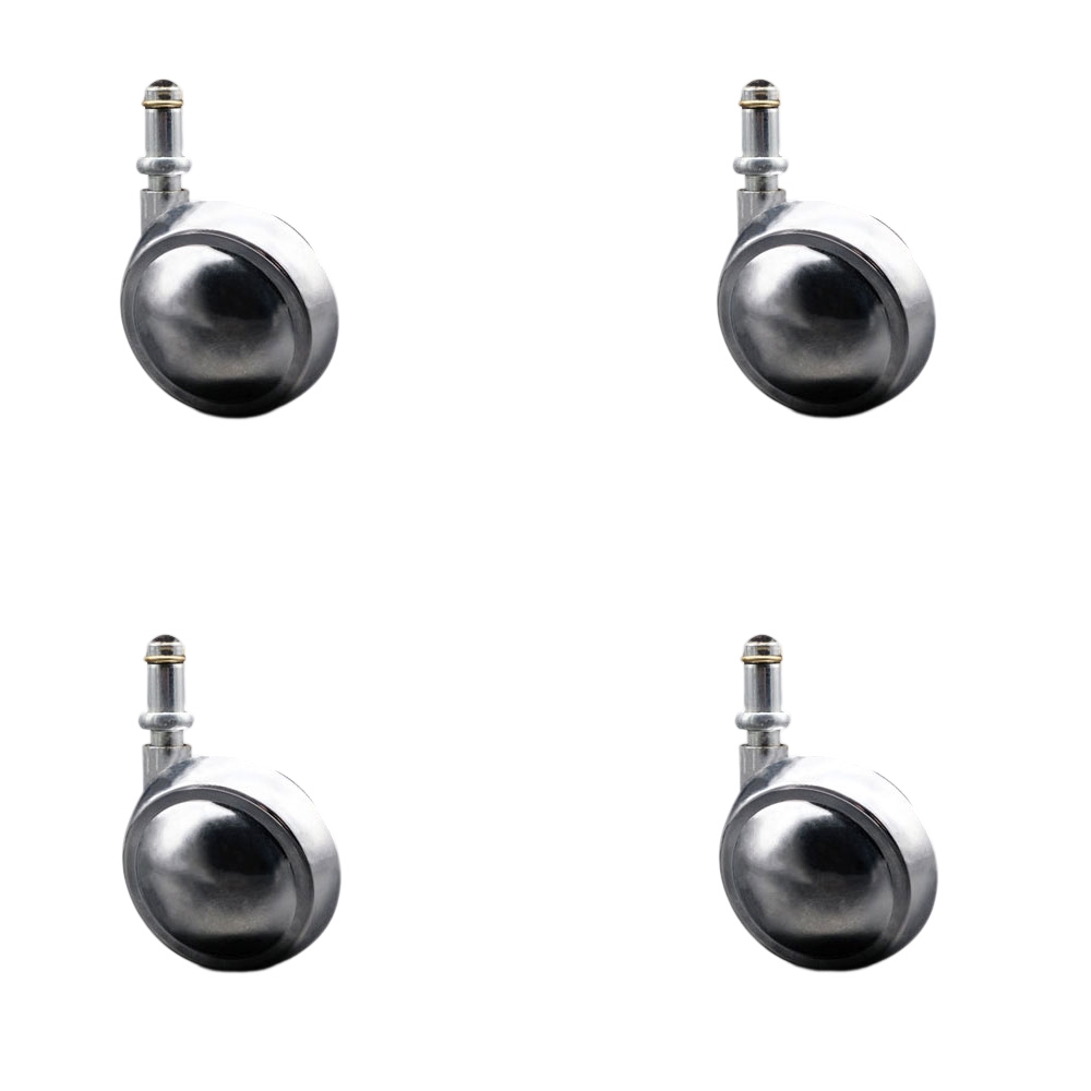 2-1/2 Inch Swivel Metal Ball Caster Wheels for Furniture - Bright Chrome Finish Stem Casters with 7/16 Inch by 7/8 Inch Grip Ring Stem – 400 lbs. Total Capacity - Set of 4 - Service Caster Brand — photo 1