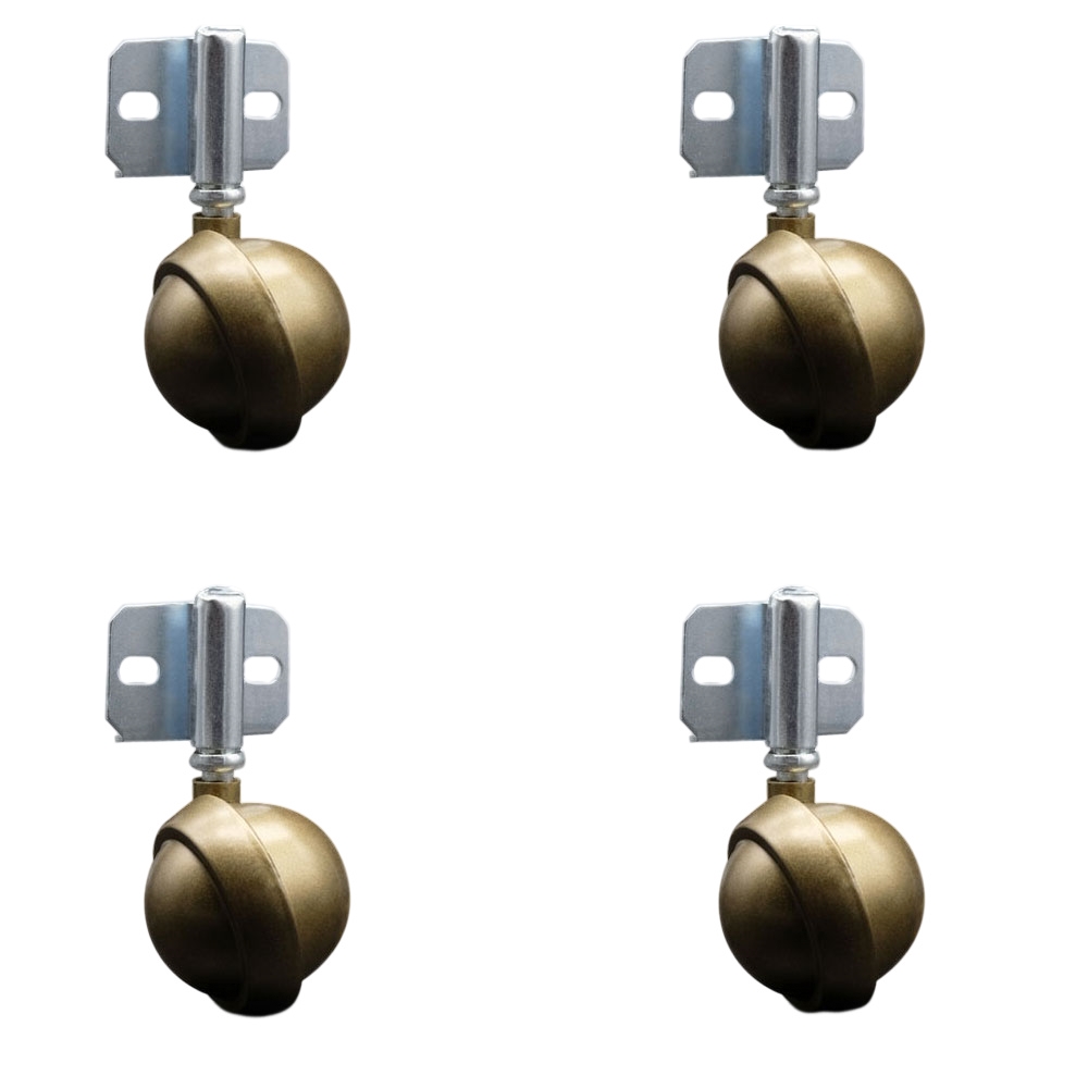 2-1/2 Inch Swivel Metal Ball Caster Wheels for Furniture - Windsor Antique Brass Finish Stem Casters with Side Mount Bracket - 400lbs. Total Capacity - Set of 4 - Service Caster Brand — photo 1