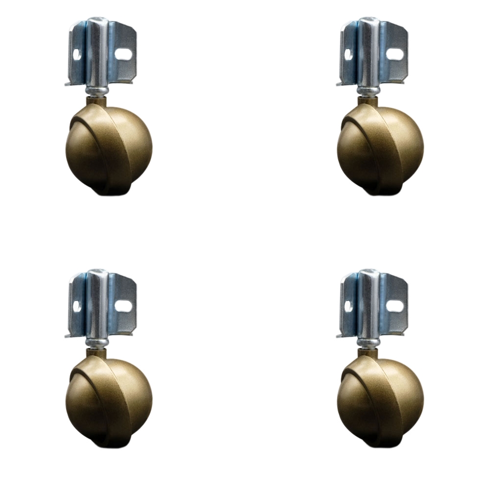 2-1/2 Inch Swivel Metal Ball Caster Wheels for Furniture - Windsor Antique Brass Finish Stem Casters with Corner Mount Bracket - 400lbs. Total Capacity - Set of 4 - Service Caster Brand — photo 1