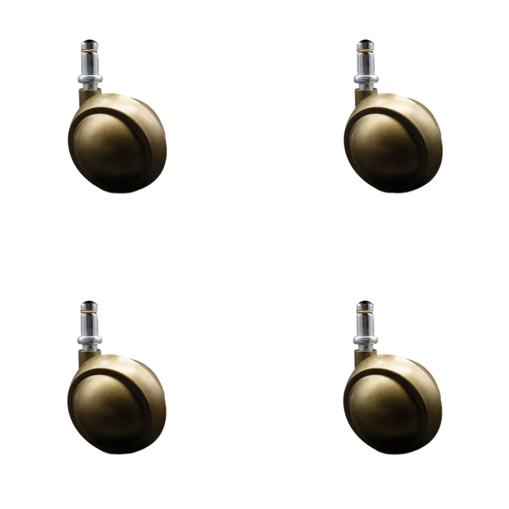 2-1/2 Inch Swivel Metal Ball Caster Wheels for Furniture - Windsor Antique Brass Finish Stem Casters with 7/16 Inch by 7/8 Inch Grip Ring Stem – 400 lbs. Total Capacity-Set of 4 - Service Caster Brand — photo 1