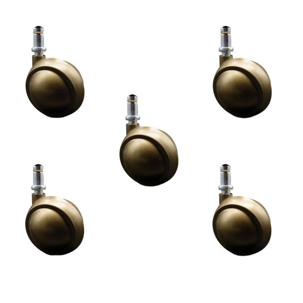 2-1/2 Inch Swivel Metal Ball Caster Wheels for Furniture - Windsor Antique Brass Finish Stem Casters with 7/16 Inch by 7/8 Inch Grip Ring Stem – 500 lbs. Total Capacity-Set of 5 - Service Caster Brand — photo 1
