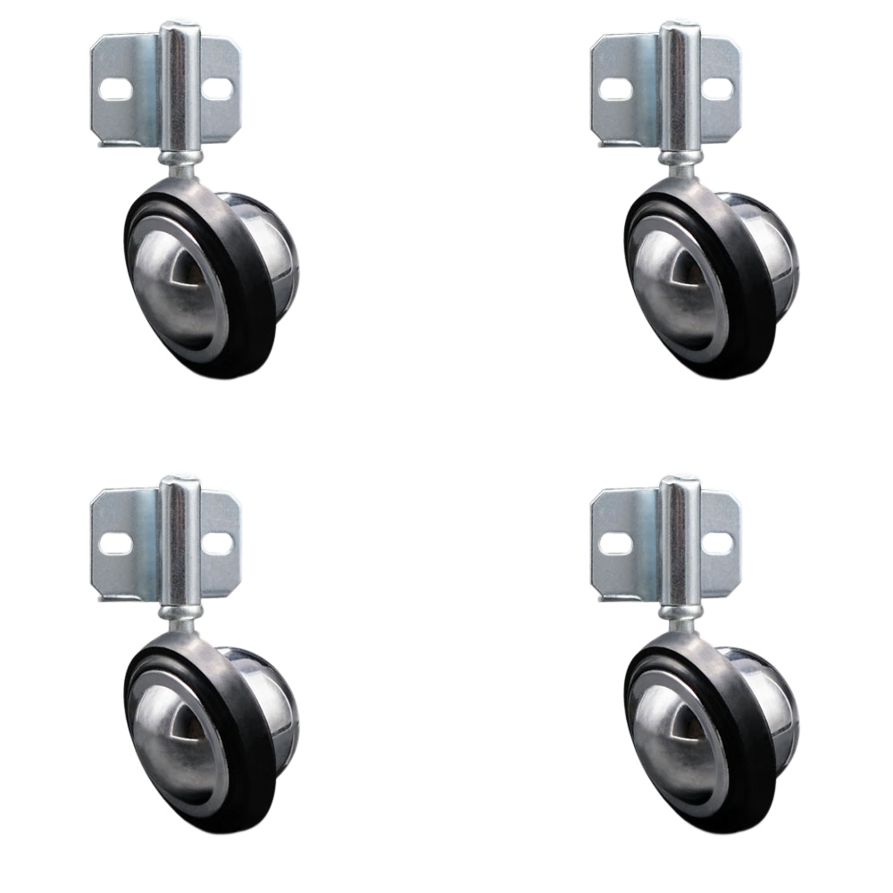 3 Inch Swivel Metal with Soft Rubber Tread Ball Caster Wheels for Furniture - Bright Chrome Finish Stem Casters with Side Mount Bracket - 400lbs. Total Capacity - Set of 4 - Service Caster Brand — photo 1