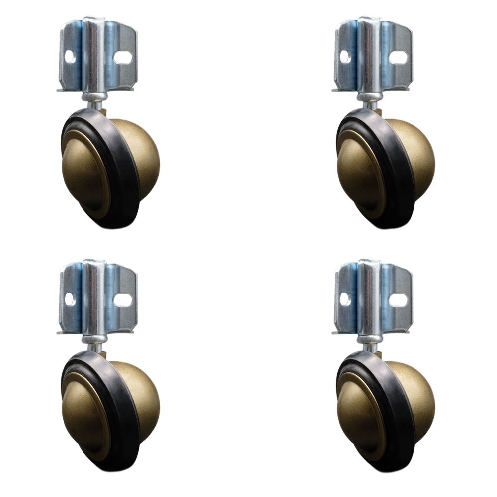 3 Inch Swivel Metal with Soft Rubber Tread Ball Caster Wheels for Furniture - Windsor Anique Brass Finish Stem Casters with Corner Mount Bracket -400lbs. Total Capacity-Set of 4 - Service Caster Brand — photo 1