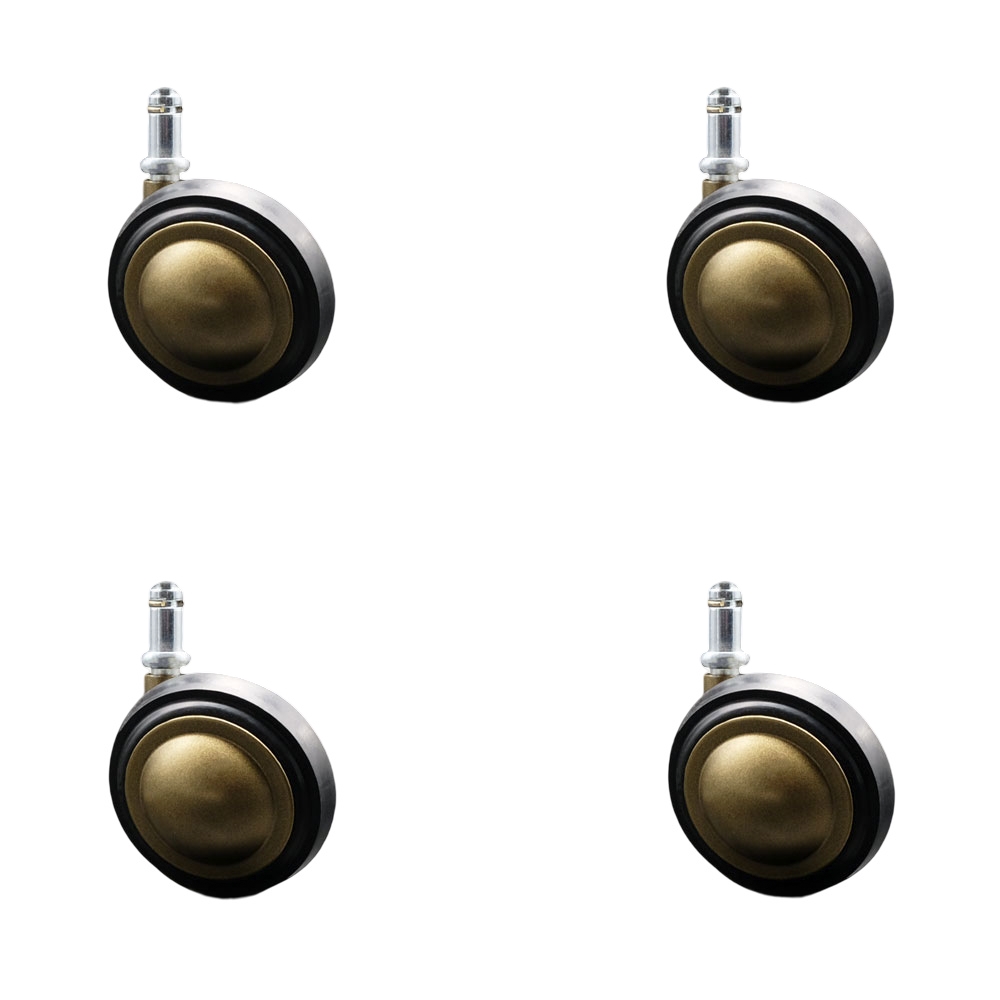3 Inch Swivel Metal with Soft Rubber Tread Ball Caster Wheels for Furniture - Windsor Anique Brass Finish Stem Casters with 7/16 Inch by 7/8 Inch Grip Ring Stem - Set of 4 - Service Caster Brand — photo 1