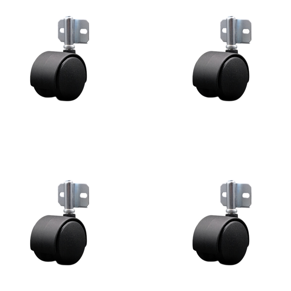 2 Inch Swivel Caster Wheels for Furniture - Nylon Hooded Twin Wheel with Side Mount Bracket - 300 lbs. Total Capacity - Set of 4 - Service Caster Brand — photo 1
