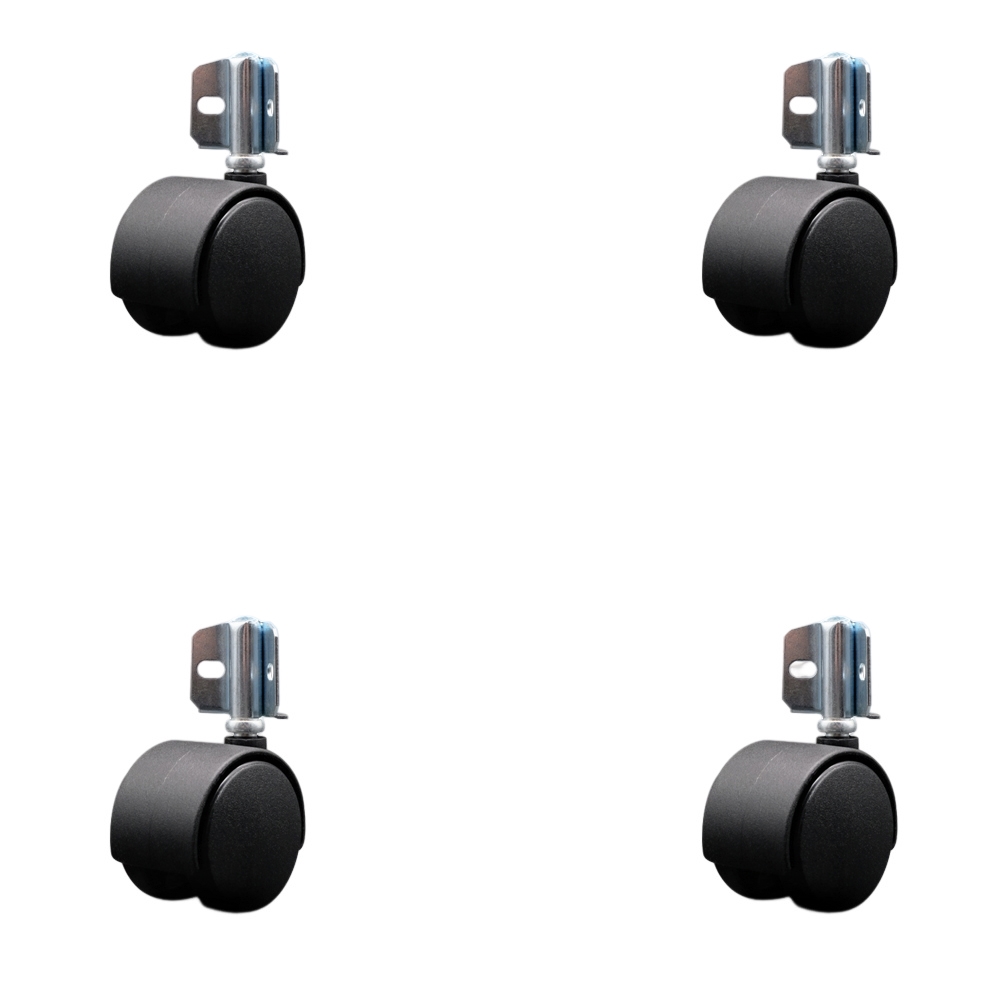 2 Inch Swivel Caster Wheels for Furniture - Nylon Hooded Twin Wheel with Corner Mount Bracket - 300 lbs. Total Capacity - Set of 4 - Service Caster Brand — photo 1