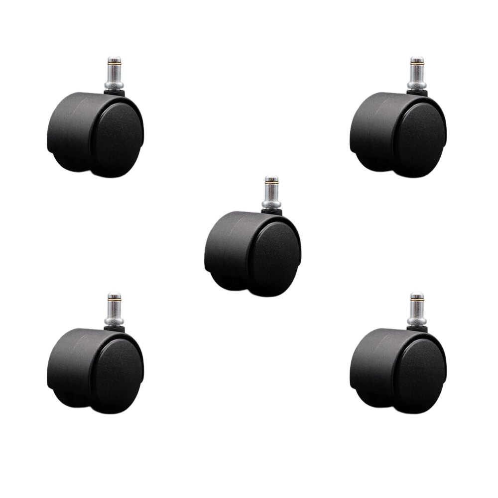 2 Inch Office Chair Wheels – Nylon Hooded Twin Wheel – 7/16 Inch by 7/8 Inch Grip Ring Stems – 375 lbs. Total Capacity – Set of 5 – Service Caster Brand — photo 1