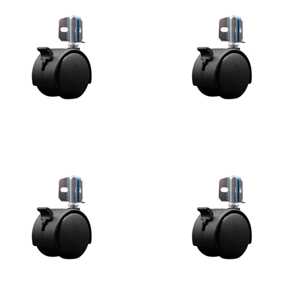 2 Inch Swivel Caster Wheels for Furniture - Nylon Hooded Twin Wheel with Corner Mount Bracket and Brake - 300 lbs. Total Capacity - Set of 4 - Service Caster Brand — photo 1