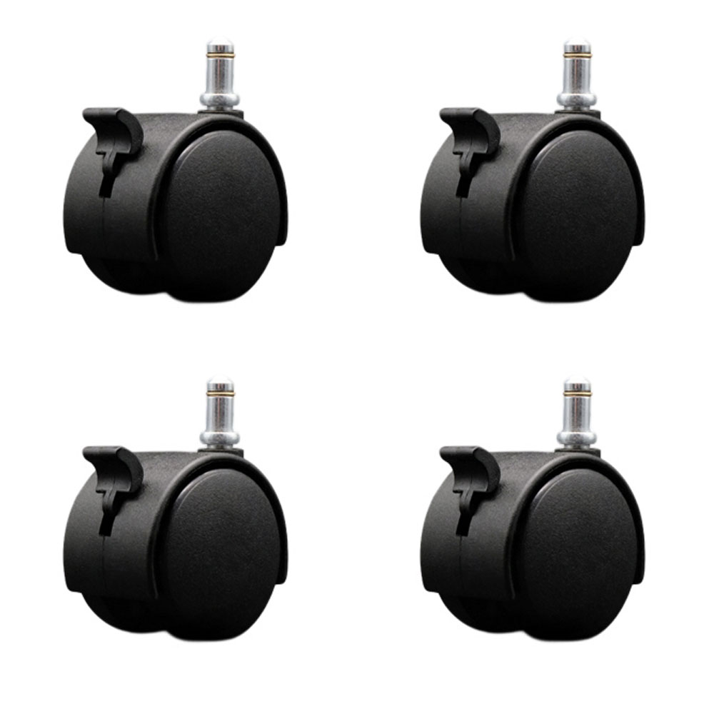2 Inch Office Chair Wheels with Brakes – Nylon Hooded Twin Wheel – 7/16 Inch by 7/8 Inch Grip Ring Stems – 300 lbs. Total Capacity – Set of 4 – Service Caster Brand — photo 1