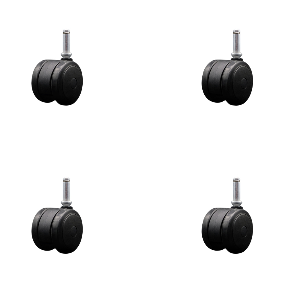 2 Inch Floor Safe Office Chair Wheels - Black Non-Marking Thermoplastic Rubber Twin Wheels - 7/16 Inch by 1-7/16 Inch Grip Ring Stems - 300 lbs. Total Capacity - Set of 4 - Service Caster Brand — photo 1