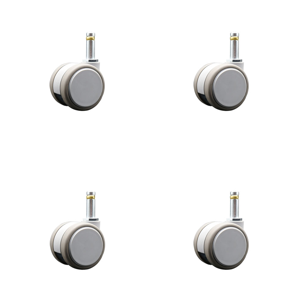 2 Inch MRI Safe Swivel Casters – Quiet Non-Marking Gray Thermoplastic Rubber Twin Wheels – 7/16 Inch by 1-3/8 Inch Grip Ring Stems – 264 lbs. Total Capacity – Set of 4 – Service Caster Brand — photo 1