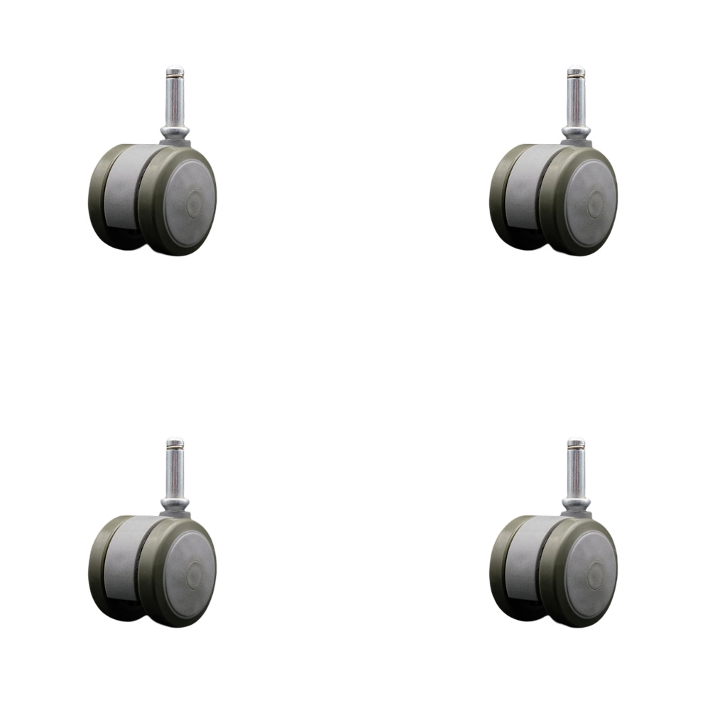 2 Inch Floor Safe Office Chair Wheels - Gray Non-Marking Thermoplastic Rubber Twin Wheels - 7/16 Inch by 1-7/16 Inch Grip Ring Stems - 300 lbs. Total Capacity - Set of 4 - Service Caster Brand — photo 1
