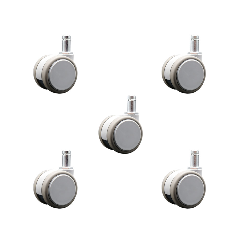 2 Inch MRI Safe Swivel Casters – Quiet Non-Marking Gray Thermoplastic Rubber Twin Wheels – 7/16 Inch by 7/8 Inch Grip Ring Stems – 330 lbs. Total Capacity – Set of 5 – Service Caster Brand — photo 1