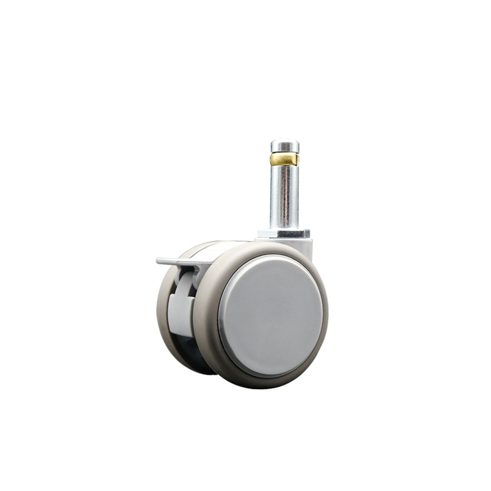 2 Inch MRI Safe Swivel Caster with Brake – Quiet Non-Marking Gray Thermoplastic Rubber Twin Wheels – 7/16 Inch by 1-3/8 Inch Grip Ring Stem – 66 lbs. Capacity Per Caster – Service Caster Brand — photo 1