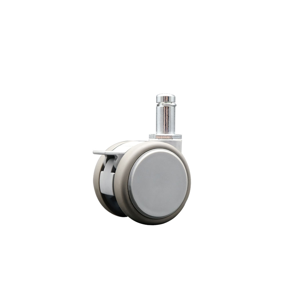 2 Inch MRI Safe Swivel Caster with Brake – Quiet Non-Marking Gray Thermoplastic Rubber Twin Wheels – 7/16 Inch by 7/8 Inch Grip Ring Stem – 66 lbs. Capacity Per Caster – Service Caster Brand — photo 1