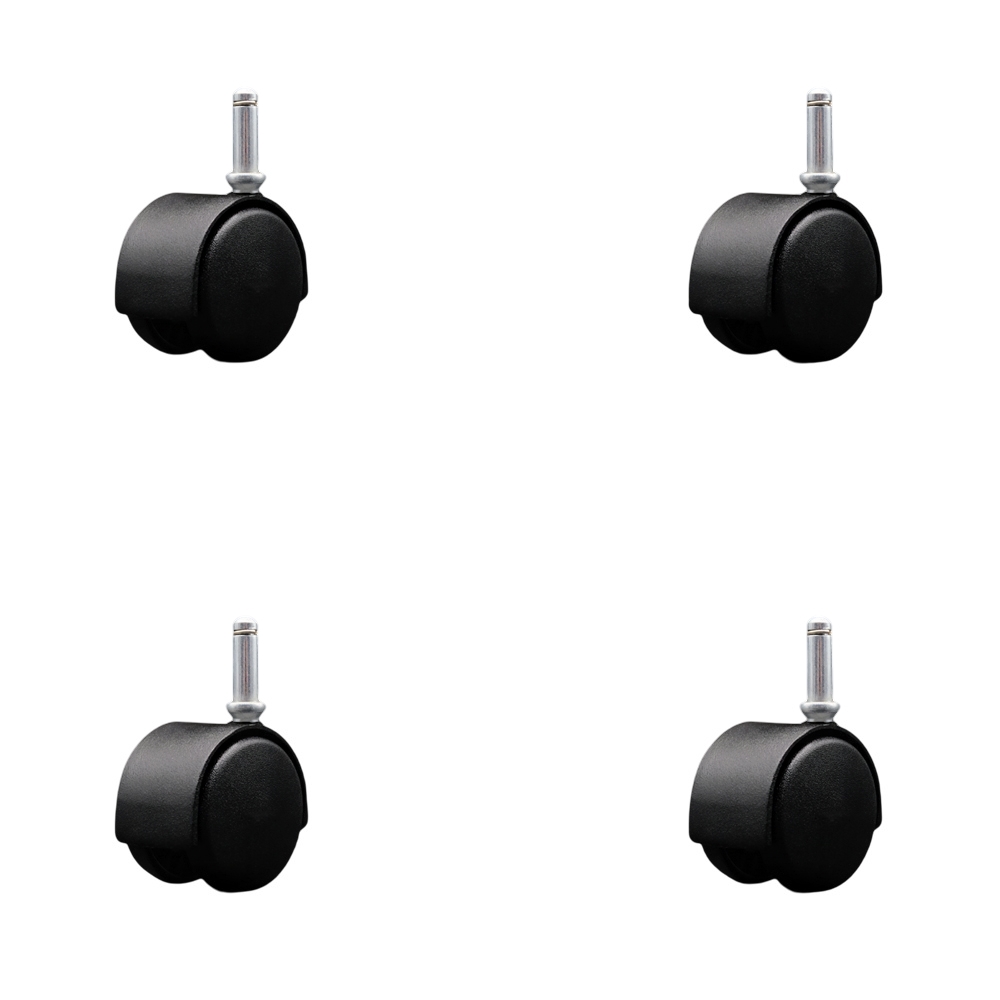 2 Inch Office Chair Wheels – Flat Black Metal Hooded Twin Wheel – 7/16 Inch by 1-7/16 Inch Grip Ring Stems – 300 lbs. Total Capacity – Set of 4 – Service Caster Brand — photo 1