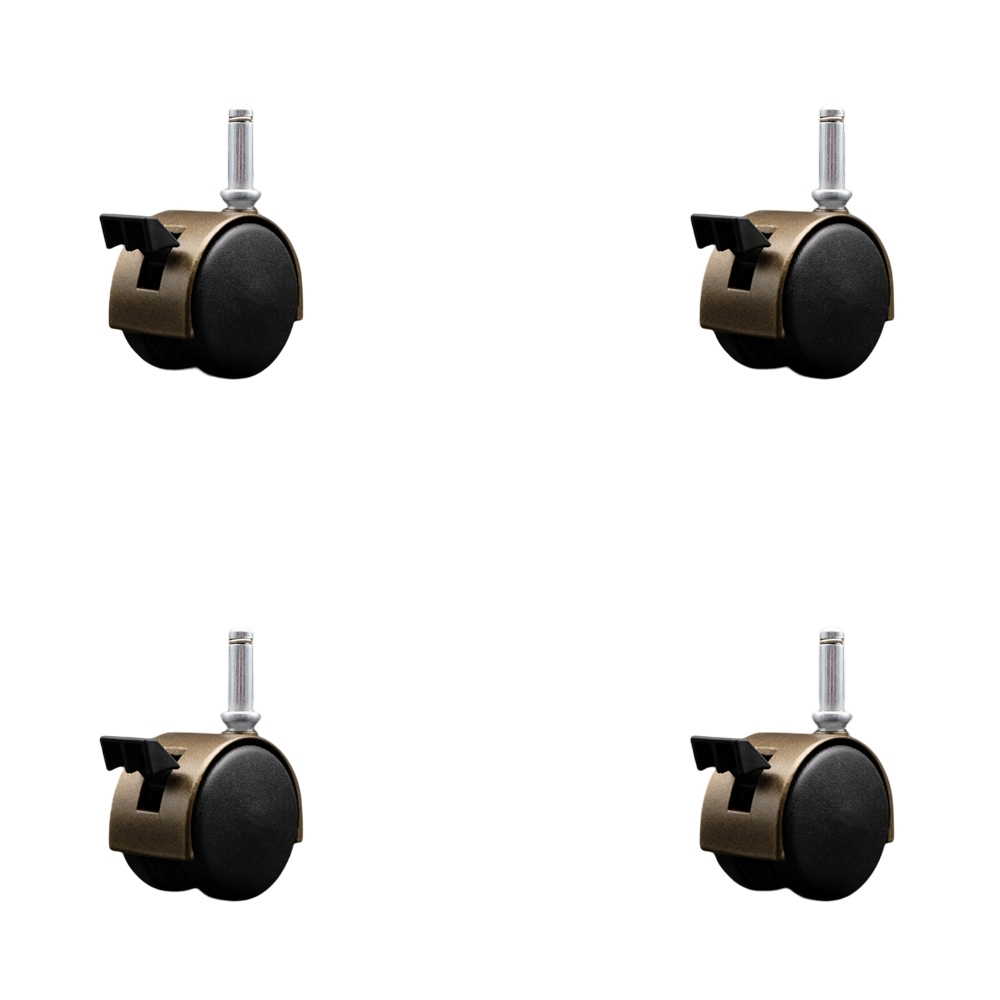 2 Inch Office Chair Wheels with Brakes – Windsor Antique Metal Hooded Twin Wheel – 7/16 Inch by 1-7/16 Inch Grip Ring Stems – 300 lbs. Total Capacity – Set of 4 – Service Caster Brand — photo 1