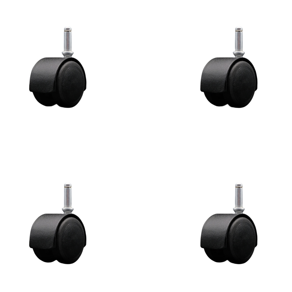 2 Inch Floor Safe Office Chair Wheels – Flat Black Metal Hooded Twin Wheel – 7/16 Inch by 1-7/16 Inch Grip Ring Stems – 300 lbs. Total Capacity – Set of 4 – Service Caster Brand — photo 1