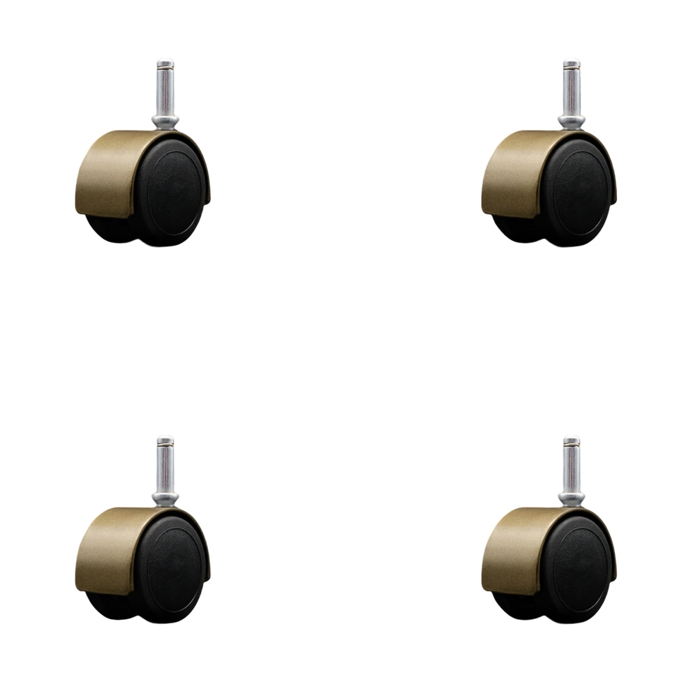 2 Inch Floor Safe Office Chair Wheels – Windsor Antique Metal Hooded Twin Wheel – 7/16 Inch by 1-7/16 Inch Grip Ring Stems – 300 lbs. Total Capacity – Set of 4 – Service Caster Brand — photo 1