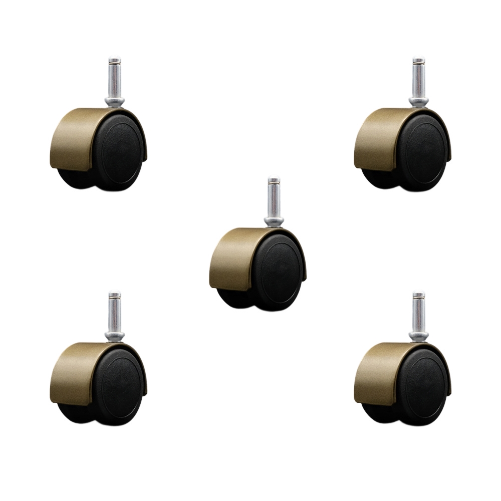 2 Inch Floor Safe Office Chair Wheels – Windsor Antique Metal Hooded Twin Wheel – 7/16 Inch by 1-7/16 Inch Grip Ring Stems – 375 lbs. Total Capacity – Set of 5 – Service Caster Brand — photo 1