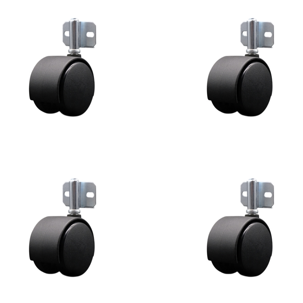 2-3/8 Inch Swivel Caster Wheels for Furniture - Nylon Hooded Twin Wheel with Side Mount Bracket - 400 lbs. Total Capacity - Set of 4 - Service Caster Brand — photo 1