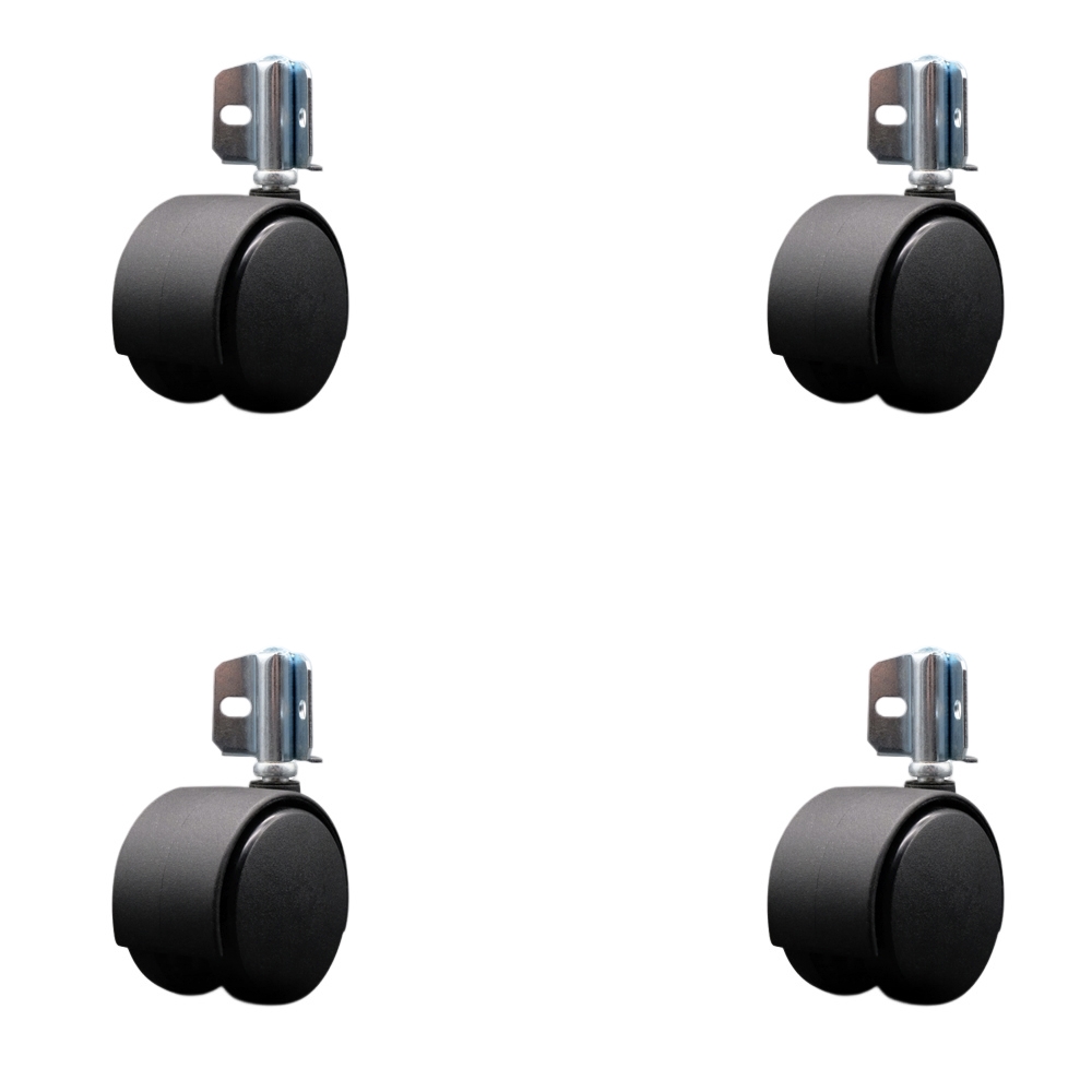 2-3/8 Inch Swivel Caster Wheels for Furniture - Nylon Hooded Twin Wheel with Corner Mount Bracket - 400 lbs. Total Capacity - Set of 4 - Service Caster Brand — photo 1