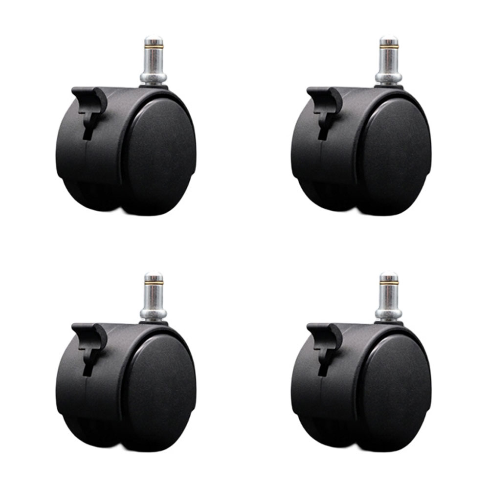 2-3/8 Inch Office Chair Wheels with Brakes – Nylon Hooded Twin Wheel – 7/16 Inch by 7/8 Inch Grip Ring Stems – 400 lbs. Total Capacity – Set of 4 – Service Caster Brand — photo 1