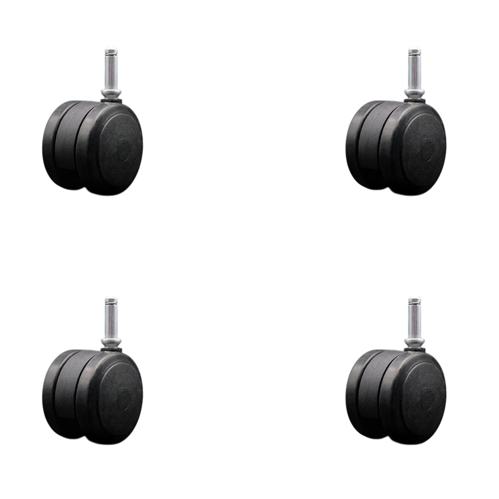 2-3/8 Inch Floor Safe Office Chair Wheels - Black Non-Marking Thermoplastic Rubber Twin Wheels - 7/16 Inch by 1-7/16 Inch Grip Ring Stems - 400 lbs. Total Capacity - Set of 4 - Service Caster Brand — photo 1
