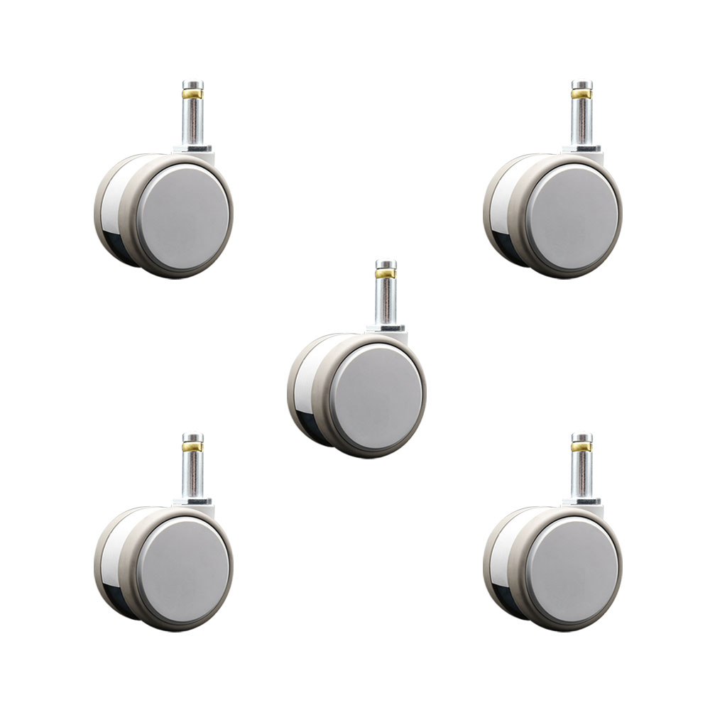 2.375 Inch MRI Safe Swivel Casters – Quiet Non-Marking Gray Thermoplastic Rubber Twin Wheels – 7/16 Inch by 1-3/8 Inch Grip Ring Stems – 330 lbs. Total Capacity – Set of 5 – Service Caster Brand — photo 1