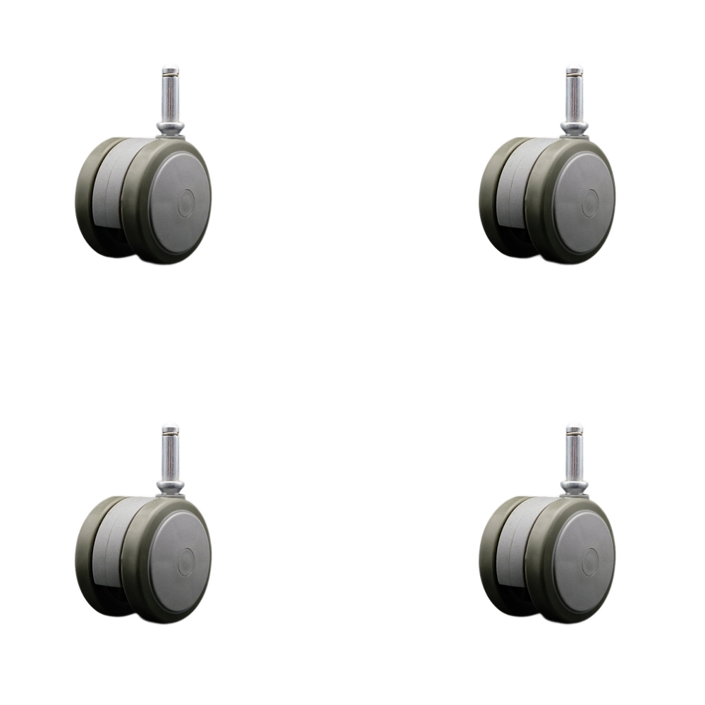 2-3/8 Inch Floor Safe Office Chair Wheels - Gray Non-Marking Thermoplastic Rubber Twin Wheels - 7/16 Inch by 1-7/16 Inch Grip Ring Stems - 400 lbs. Total Capacity - Set of 4 - Service Caster Brand — photo 1