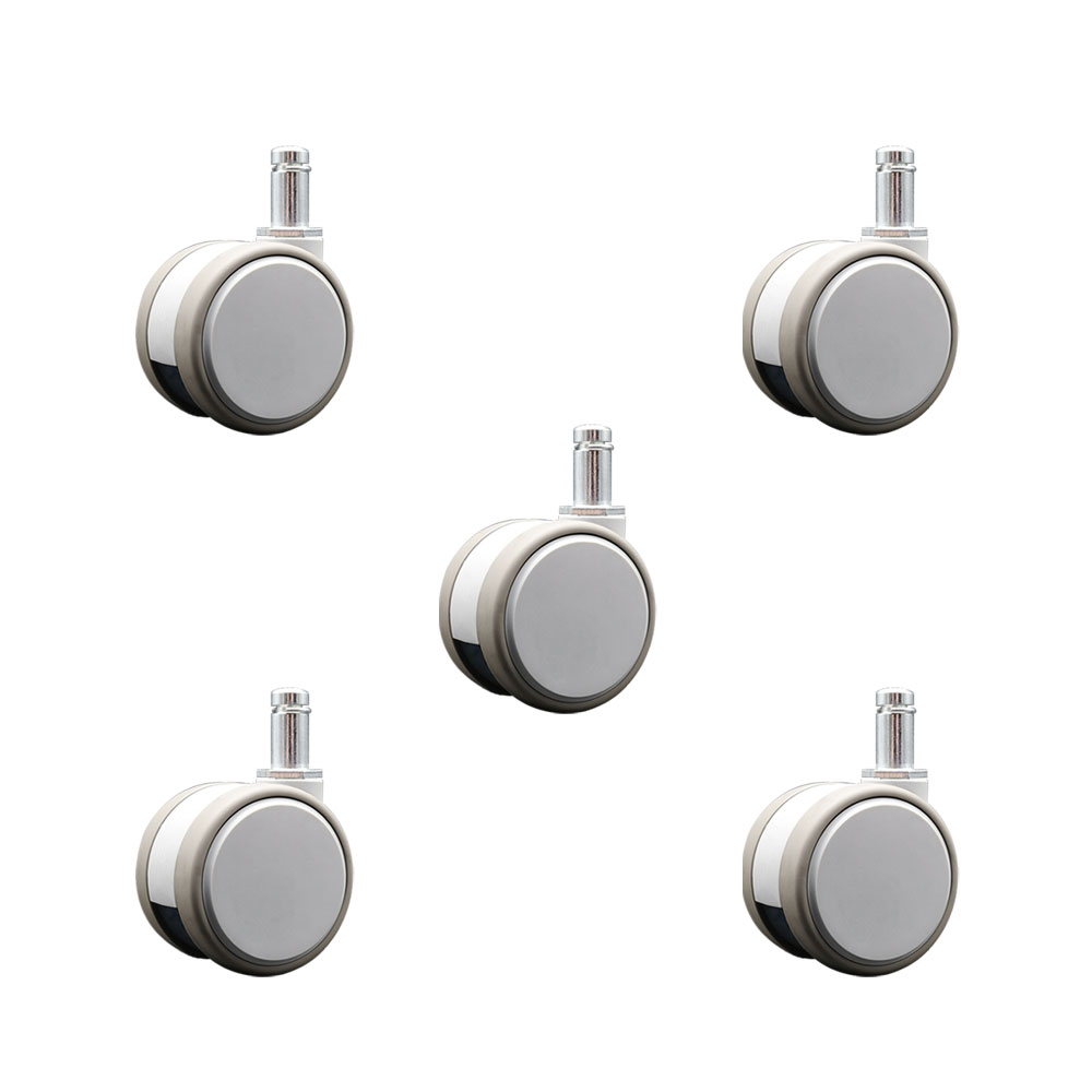 2.375 Inch MRI Safe Swivel Casters – Quiet Non-Marking Gray Thermoplastic Rubber Twin Wheels – 7/16 Inch by 7/8 Inch Grip Ring Stems – 330 lbs. Total Capacity – Set of 5 – Service Caster Brand — photo 1