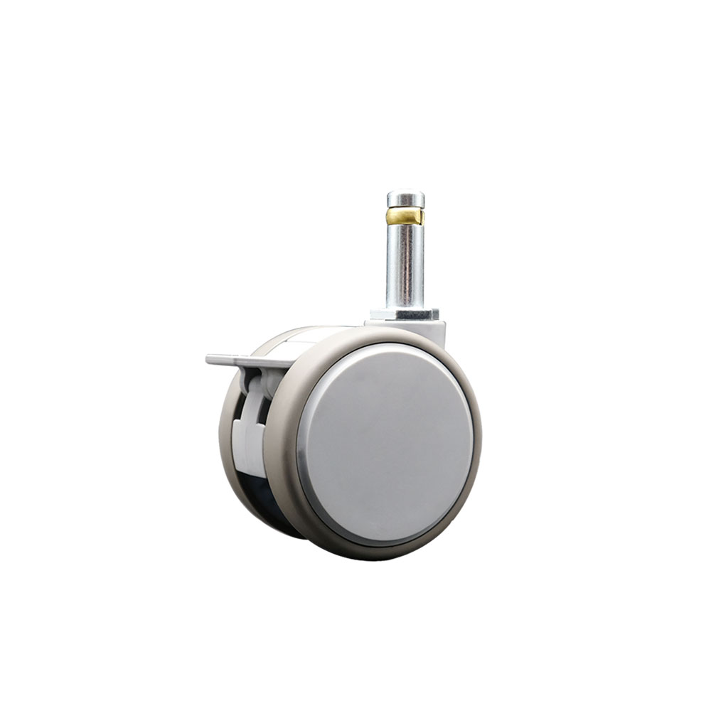 2.375 Inch MRI Safe Swivel Caster with Brake – Quiet Non-Marking Gray Thermoplastic Rubber Twin Wheels – 7/16 Inch by 1-3/8 Inch Grip Ring Stem – 66 lbs. Capacity Per Caster – Service Caster Brand — photo 1