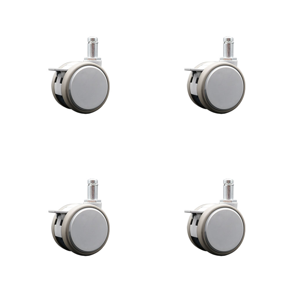 2.375 Inch MRI Safe Swivel Casters with Brakes – Quiet Non-Marking Gray Thermoplastic Rubber Twin Wheels – 7/16 Inch by 7/8 Inch Grip Ring Stems–264 lbs. Total Capacity–Set of 4 – Service Caster Brand — photo 1