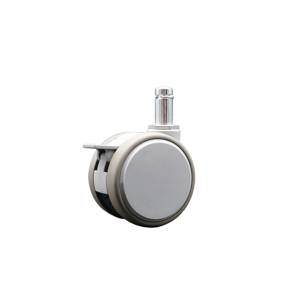 2.375 Inch MRI Safe Swivel Caster with Brake – Quiet Non-Marking Gray Thermoplastic Rubber Twin Wheels – 7/16 Inch by 7/8 Inch Grip Ring Stem – 66 lbs. Capacity Per Caster – Service Caster Brand — photo 1