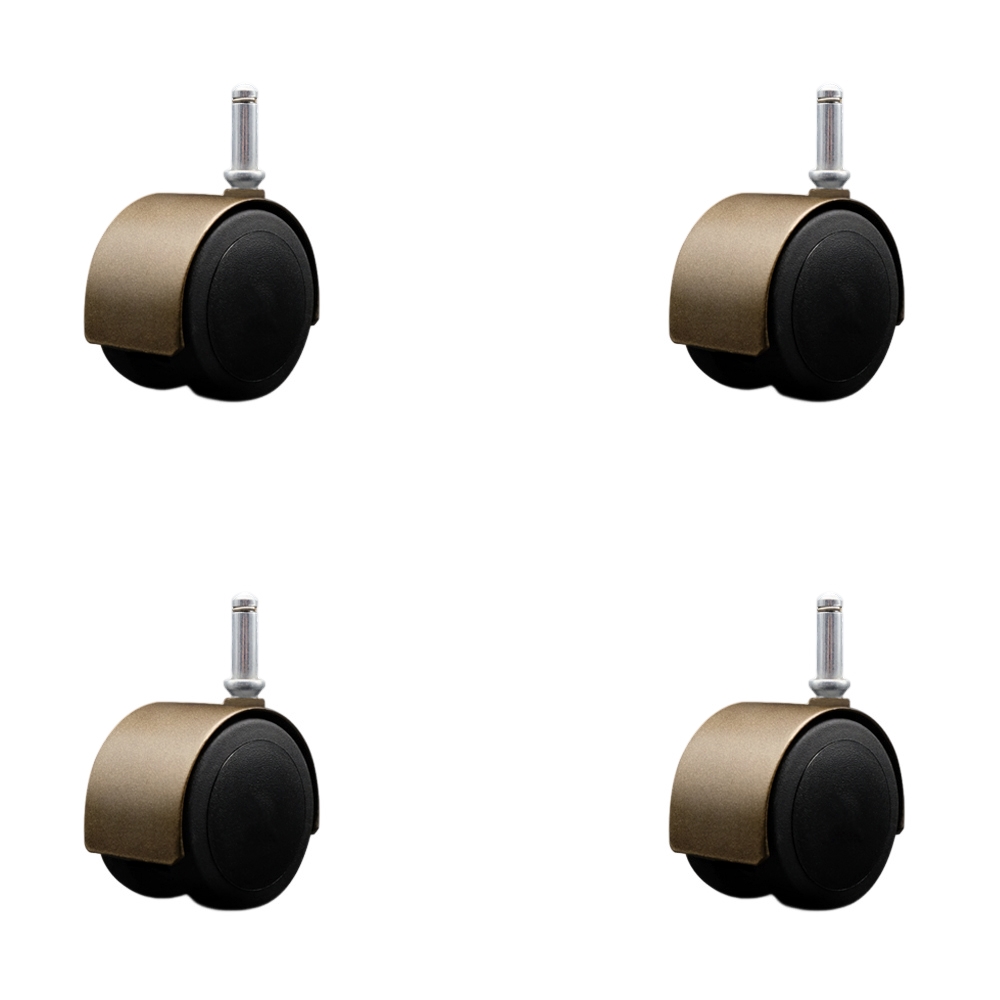 2-3/8 Inch Floor Safe Office Chair Wheels – Windsor Antique Metal Hooded Twin Wheel – 7/16 Inch by 1-7/16 Inch Grip Ring Stems – 400 lbs. Total Capacity – Set of 4 – Service Caster Brand — photo 1