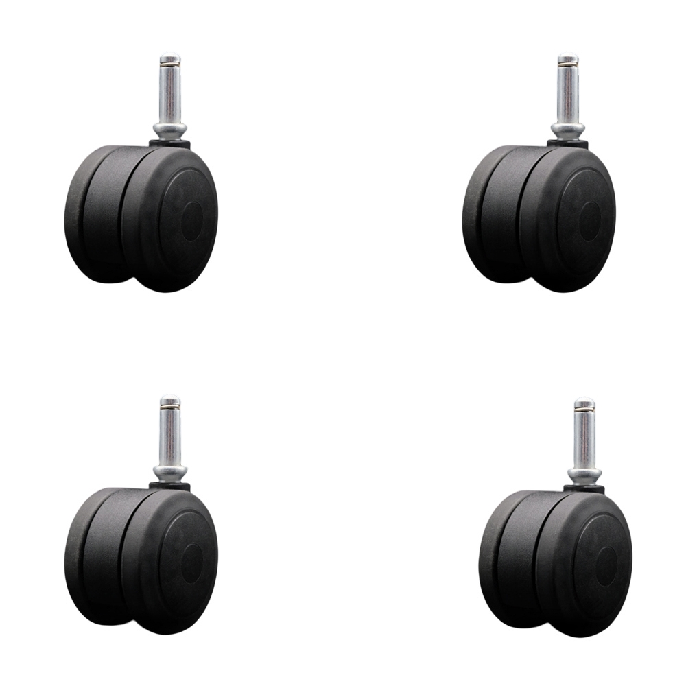 3 Inch Extra Large Heavy Duty Floor Safe Office Chair Wheels - Black Non-Marking Twin Wheels - 7/16 Inch by 1-7/16 Inch Grip Ring Stems - 660 lbs. Total Capacity - Set of 4 - Service Caster Brand — photo 1
