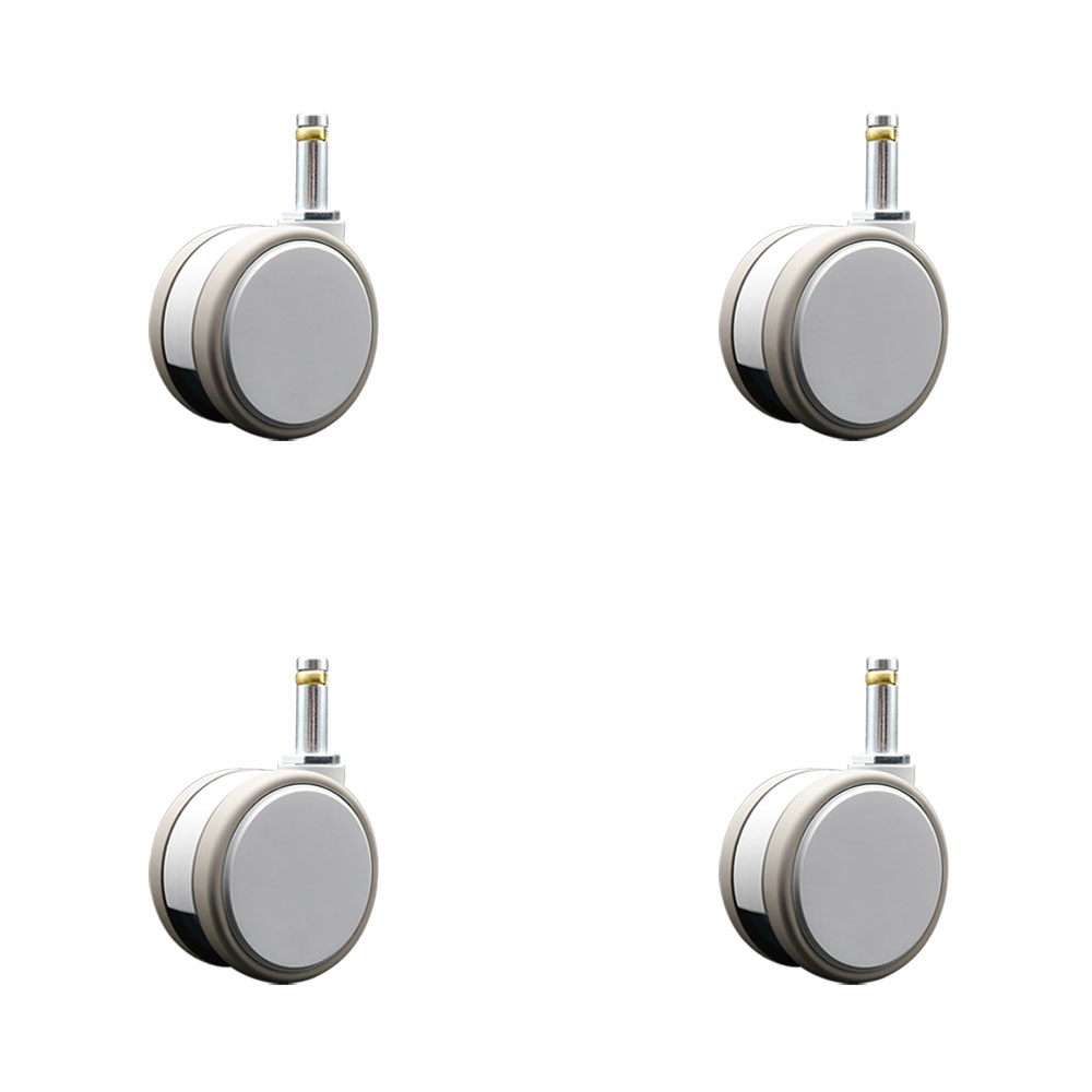3 Inch MRI Safe Swivel Casters – Quiet Non-Marking Gray Thermoplastic Rubber Twin Wheels – 7/16 Inch by 1-3/8 Inch Grip Ring Stems – 264 lbs. Total Capacity – Set of 4 – Service Caster Brand — photo 1