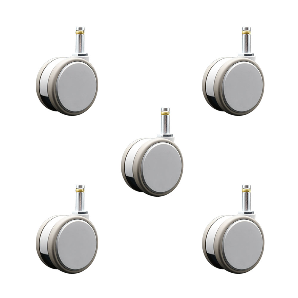 3 Inch MRI Safe Swivel Casters – Quiet Non-Marking Gray Thermoplastic Rubber Twin Wheels – 7/16 Inch by 1-3/8 Inch Grip Ring Stems – 330 lbs. Total Capacity – Set of 5 – Service Caster Brand — photo 1