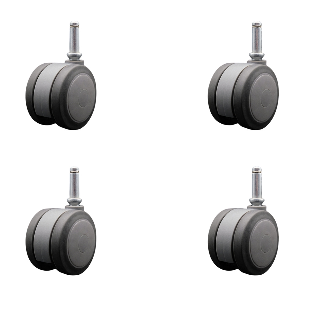3 Inch Extra Large Heavy Duty Floor Safe Office Chair Wheels - Gray Non-Marking Twin Wheels - 7/16 Inch by 1-7/16 Inch Grip Ring Stems - 660 lbs. Total Capacity - Set of 4 - Service Caster Brand — photo 1