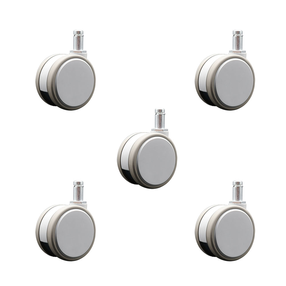 3 Inch MRI Safe Swivel Casters – Quiet Non-Marking Gray Thermoplastic Rubber Twin Wheels – 7/16 Inch by 7/8 Inch Grip Ring Stems – 330 lbs. Total Capacity – Set of 5 – Service Caster Brand — photo 1