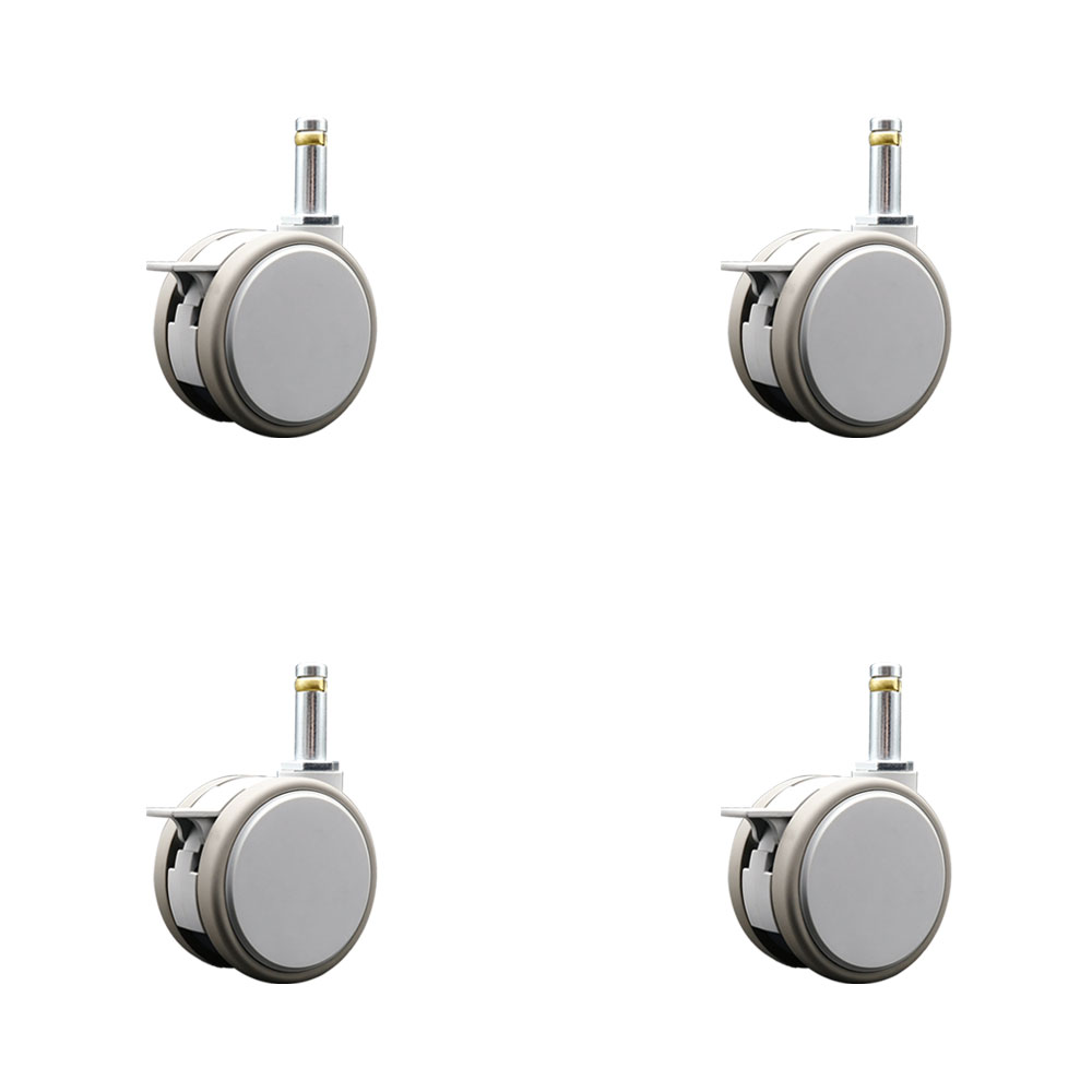 3 Inch MRI Safe Swivel Casters with Brakes – Quiet Non-Marking Gray Thermoplastic Rubber Twin Wheels – 7/16 Inch by 1-3/8 Inch Grip Ring Stems – 264 lbs. Total Capacity–Set of 4 – Service Caster Brand — photo 1