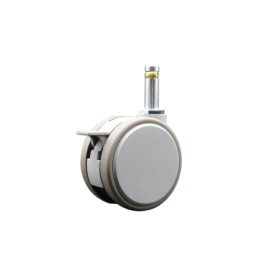 3 Inch MRI Safe Swivel Caster with Brake – Quiet Non-Marking Gray Thermoplastic Rubber Twin Wheels – 7/16 Inch by 1-3/8 Inch Grip Ring Stem – 66 lbs. Capacity Per Caster – Service Caster Brand — photo 1