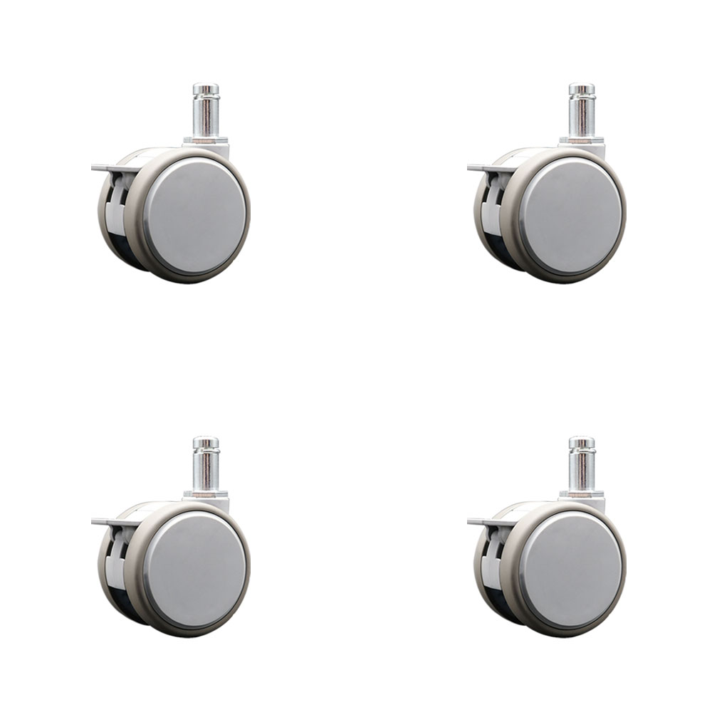 3 Inch MRI Safe Swivel Casters with Brakes – Quiet Non-Marking Gray Thermoplastic Rubber Twin Wheels – 7/16 Inch by 7/8 Inch Grip Ring Stems – 264 lbs. Total Capacity – Set of 4 – Service Caster Brand — photo 1