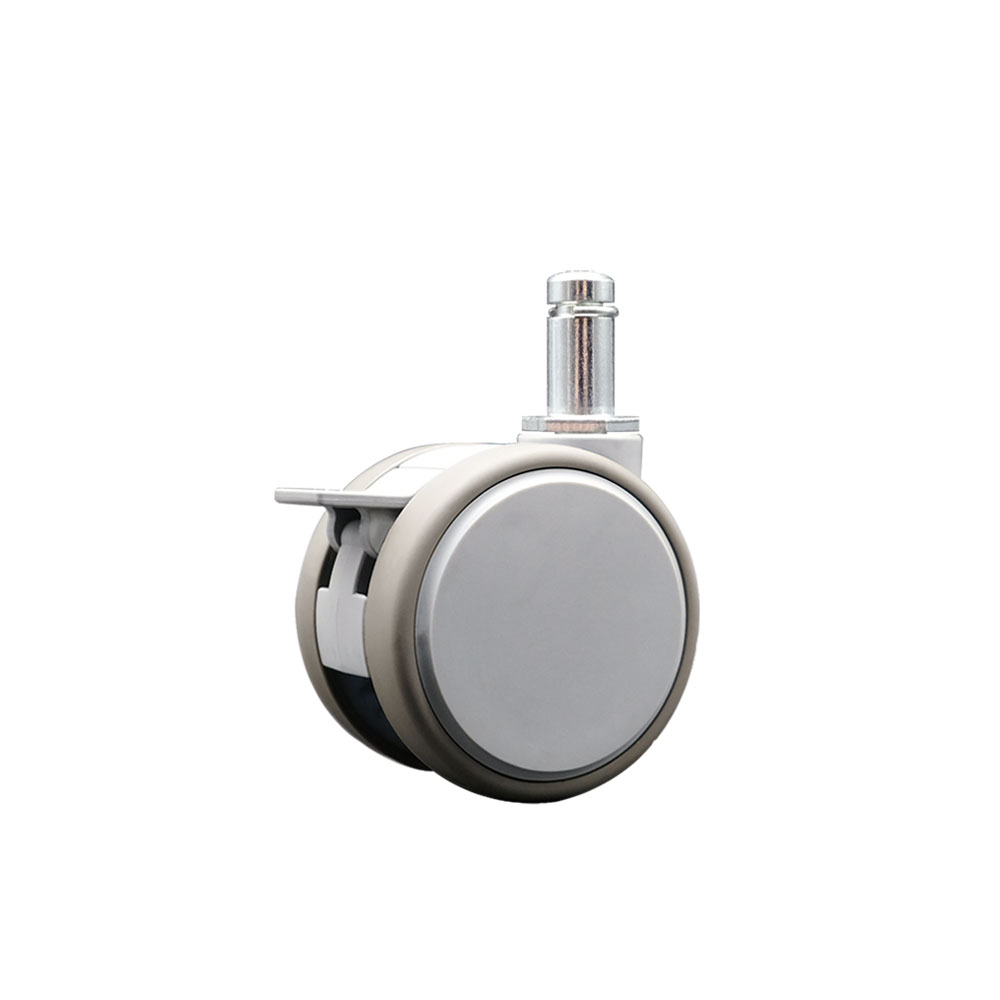 3 Inch MRI Safe Swivel Caster with Brake – Quiet Non-Marking Gray Thermoplastic Rubber Twin Wheels – 7/16 Inch by 7/8 Inch Grip Ring Stem – 66 lbs. Capacity Per Caster – Service Caster Brand — photo 1