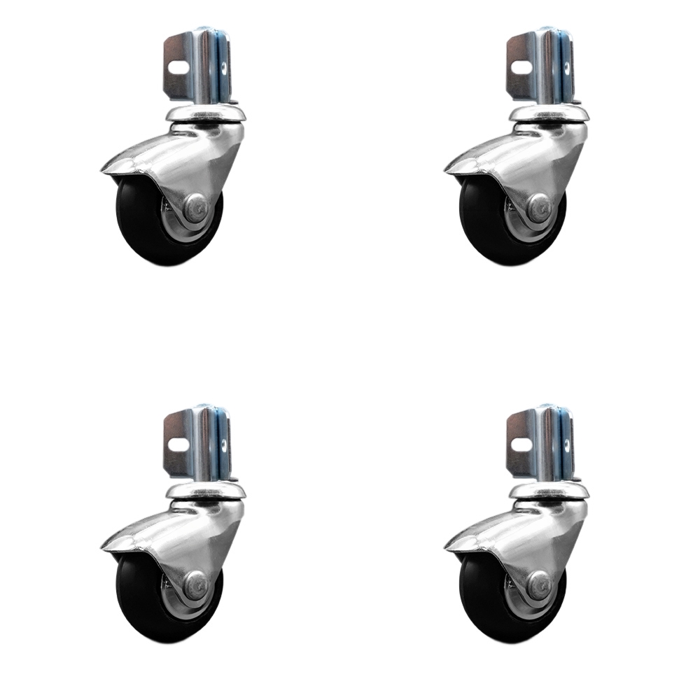 2 Inch Swivel Caster Wheels for Furniture - Bright Chrome Hooded Neoprene Rubber Wheel with Corner Mount Bracket - 300 lbs. Total Capacity - Set of 4 - Service Caster Brand — photo 1