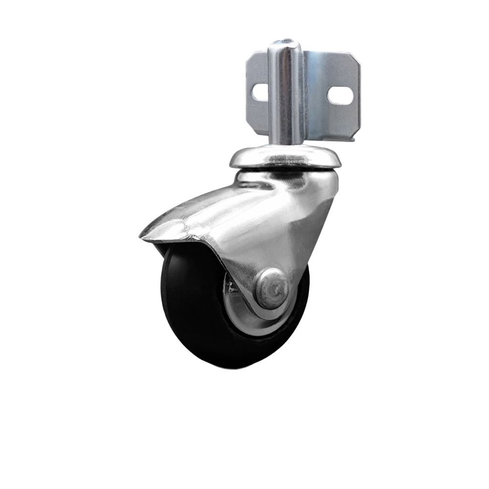 2 Inch Swivel Caster Wheels for Furniture - Bright Chrome Hooded Neoprene Rubber Wheel with Side Mount Bracket - 75 lbs. Per Caster - Service Caster Brand — photo 1