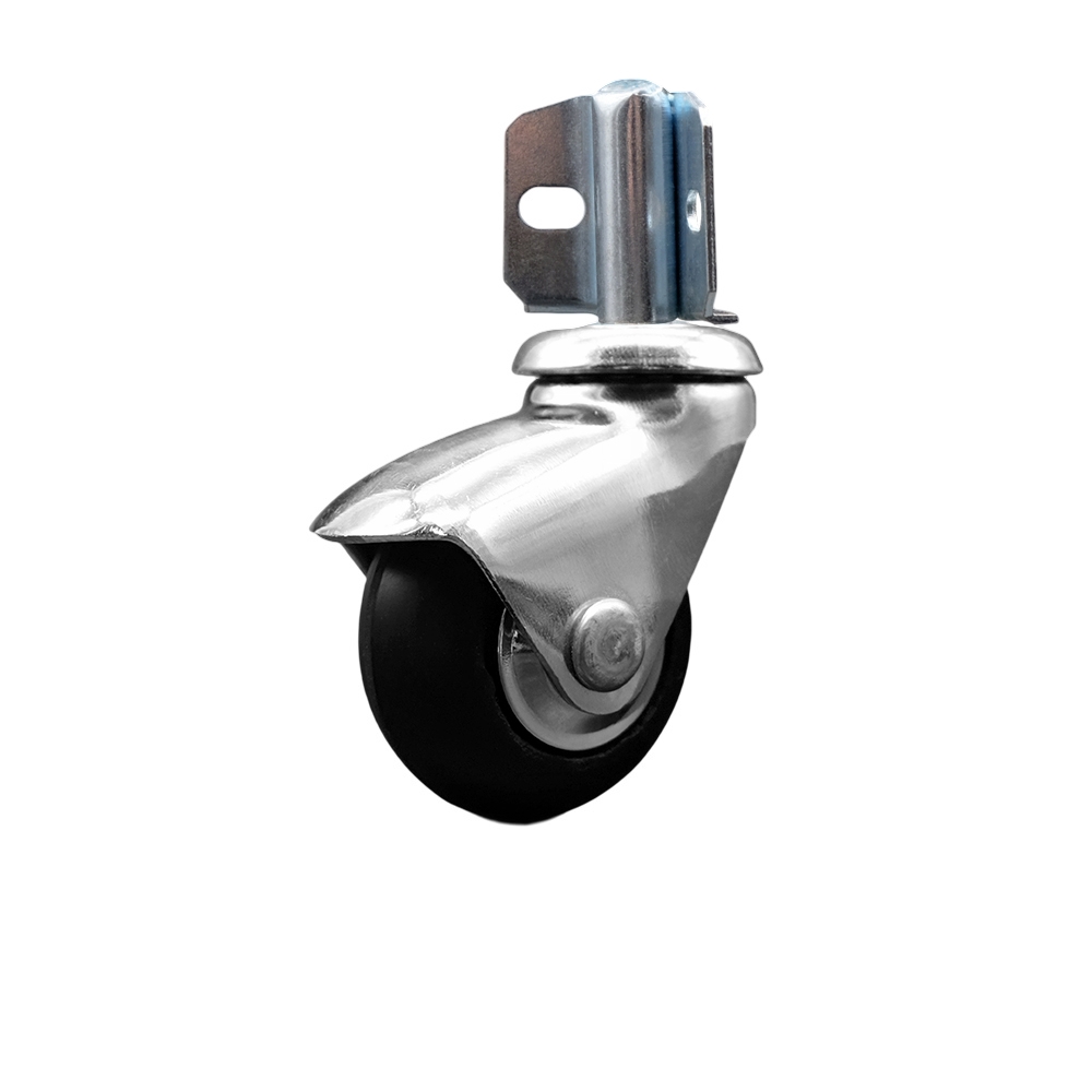 2 Inch Swivel Caster Wheels for Furniture - Bright Chrome Hooded Neoprene Rubber Wheel with Corner Mount Bracket - 75 lbs. Per Caster - Service Caster Brand — photo 1
